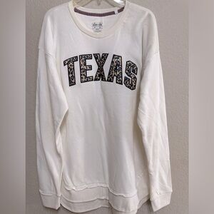 TEXAS Sweatshirt by Texas True - Ivory with fabric Leopard printed Letters